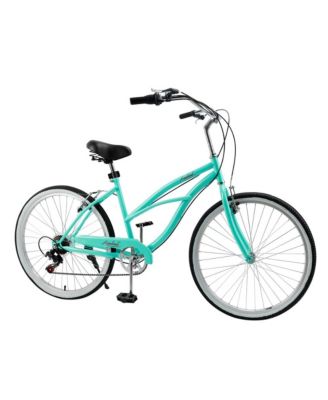 26-Inch Beach Cruiser Bike for Adults with Shimano 7-Speed, High-Carbon Steel Frame for Leisure Cycling