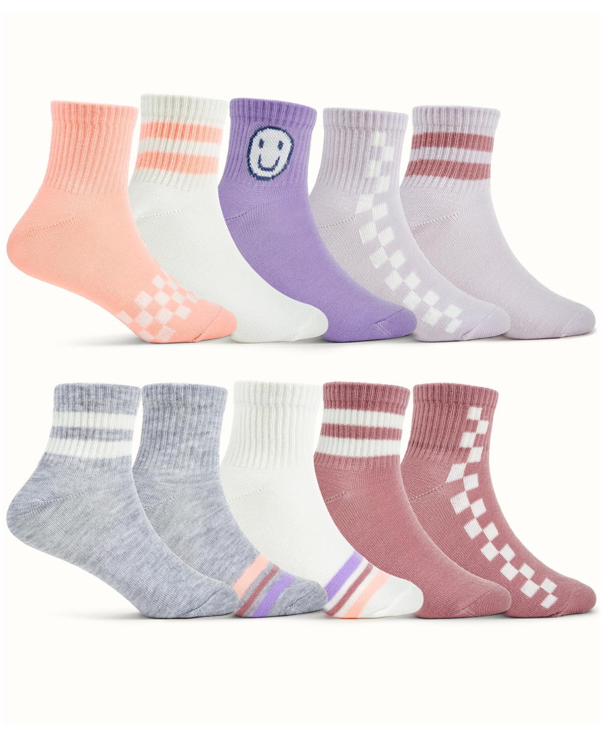 Trimfit Girls 4-11 10-Pack Fashion Quarter Socks