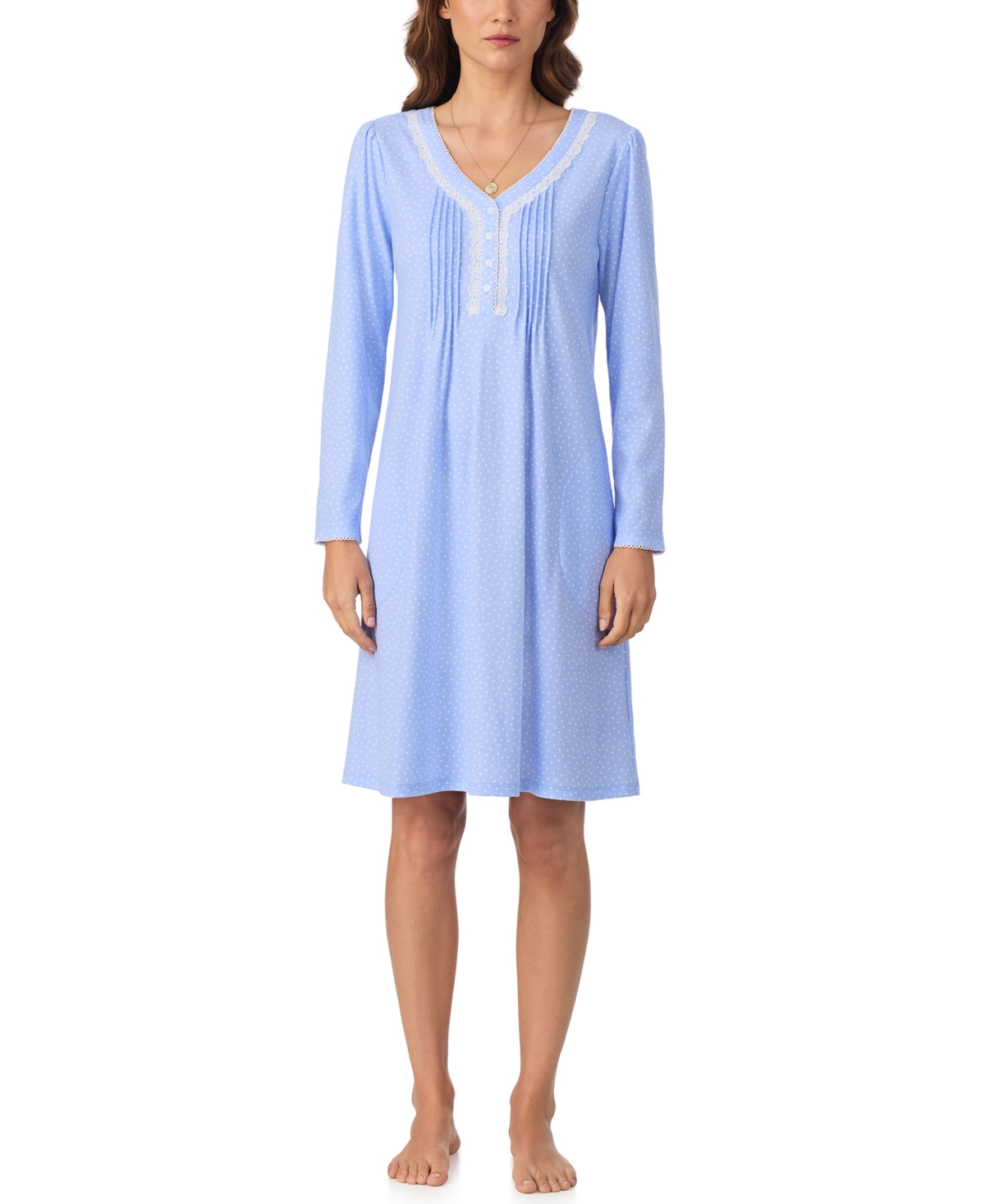 Eileen West Women's Floral Long Sleeve Night Gown In Blue