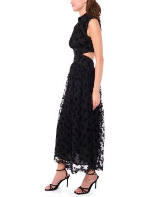 Women's Mock Neck Cut Out Maxi Dress