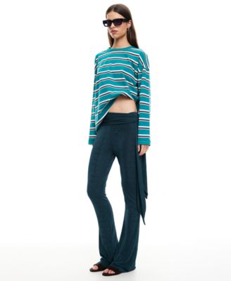 Women's Butterfly Tie Mid Rise Pants