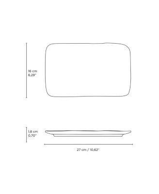 10.63" Stoneware Medium Rectangular Juta Platters, Set of 4
