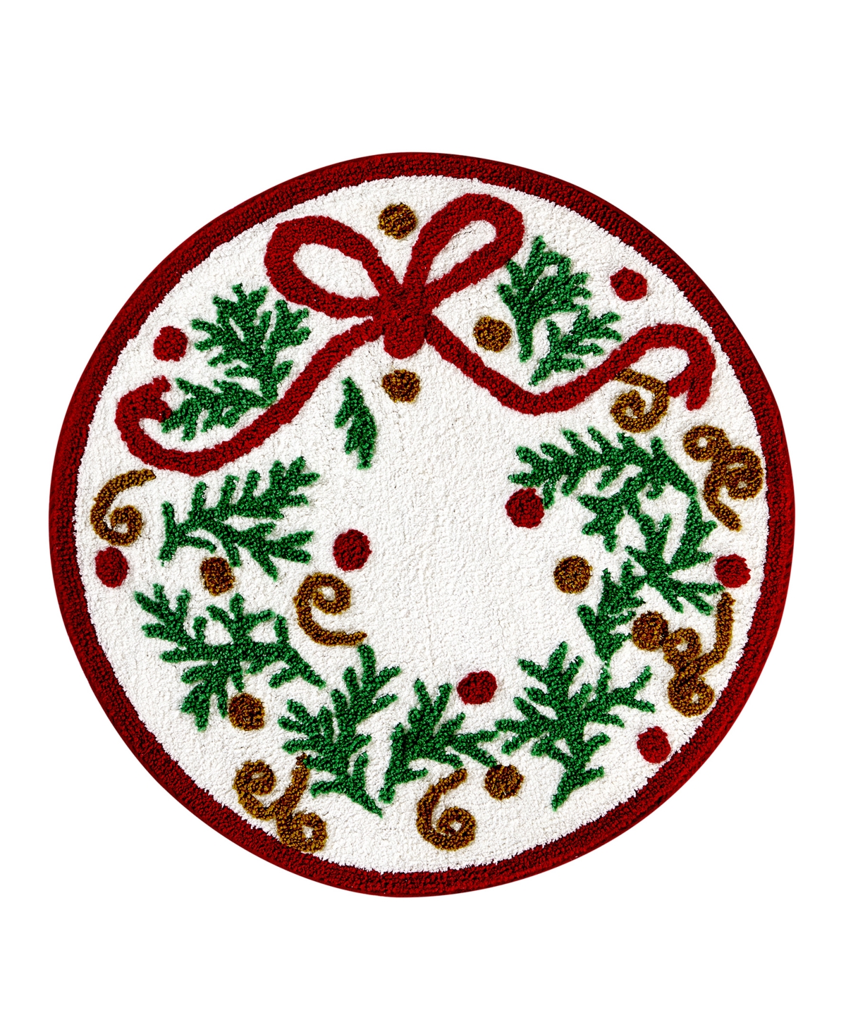 Hallmark Christmas Wreath Tufted Holiday Bath Rug, 30" Round