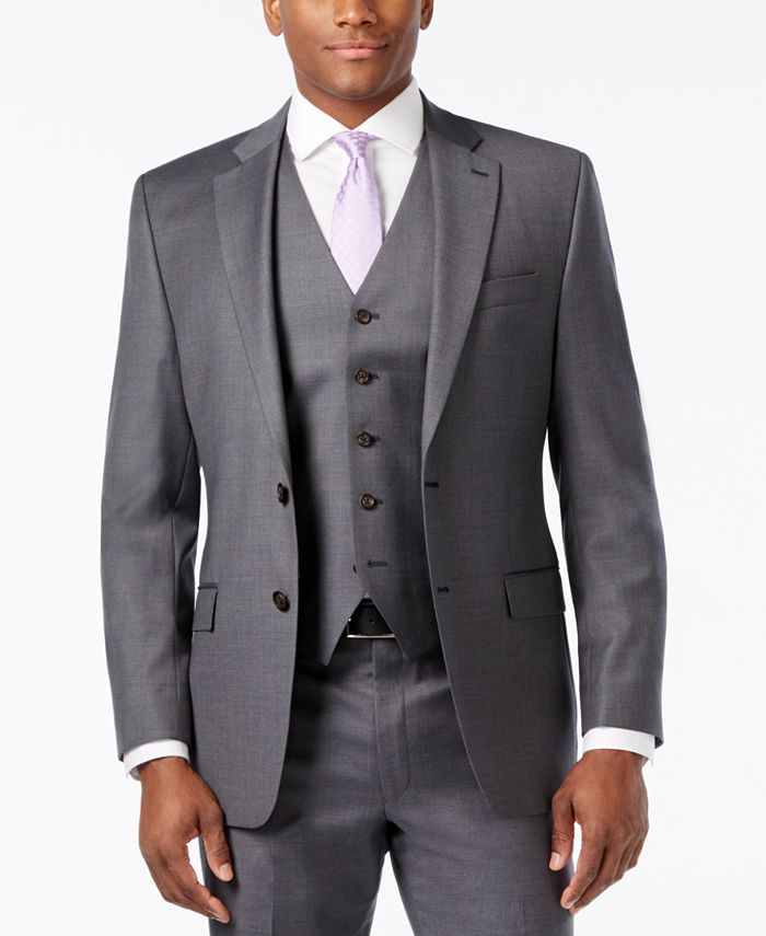 Lauren Ralph Lauren Solid Charcoal Pure Wool Vested Classic-Fit Suit ...
