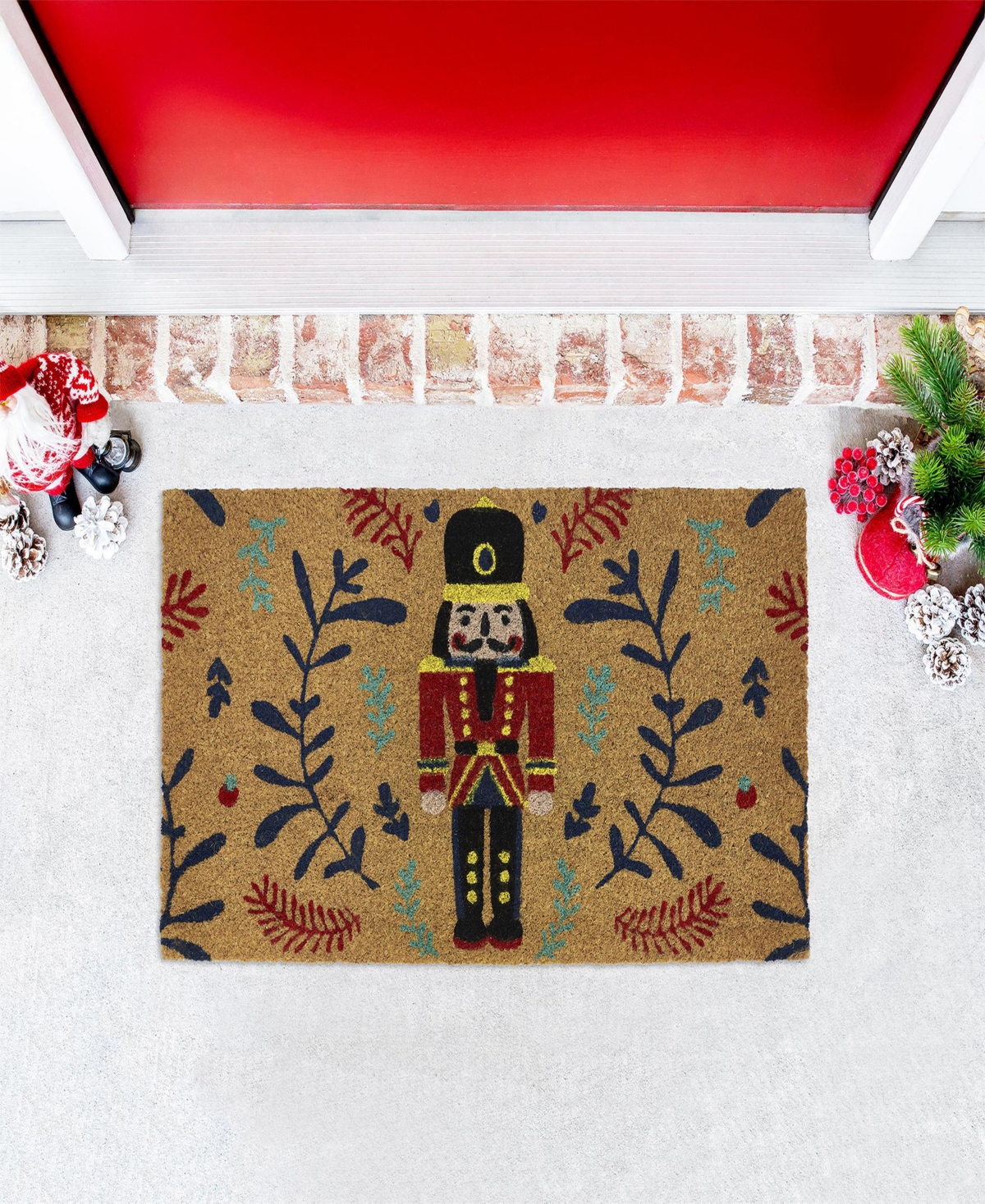Vcny Home Nutcracker Holiday Outdoor Coir Doormat, 18" X 30" In Multi
