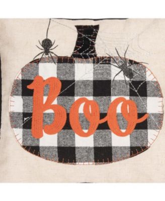 Franklin Black Boo Chain Stitch Halloween Throw Pillow, 18" x 18"