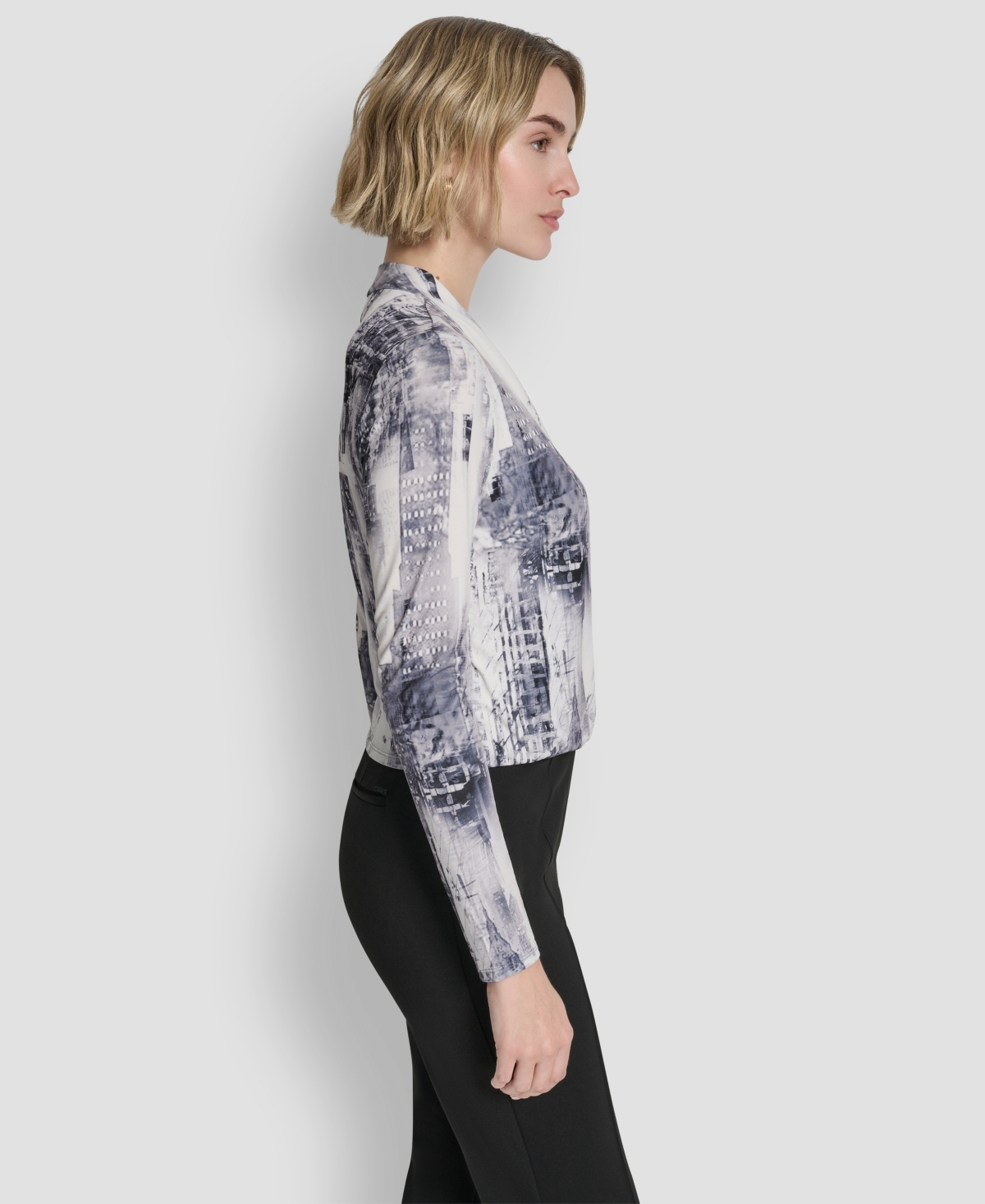 Dkny Petite Long Sleeve Wrap Top