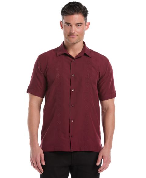 Мужская рубашка Cubavera Tonal Argyle Embroidery Short Sleeve, цвет: Tawny Port