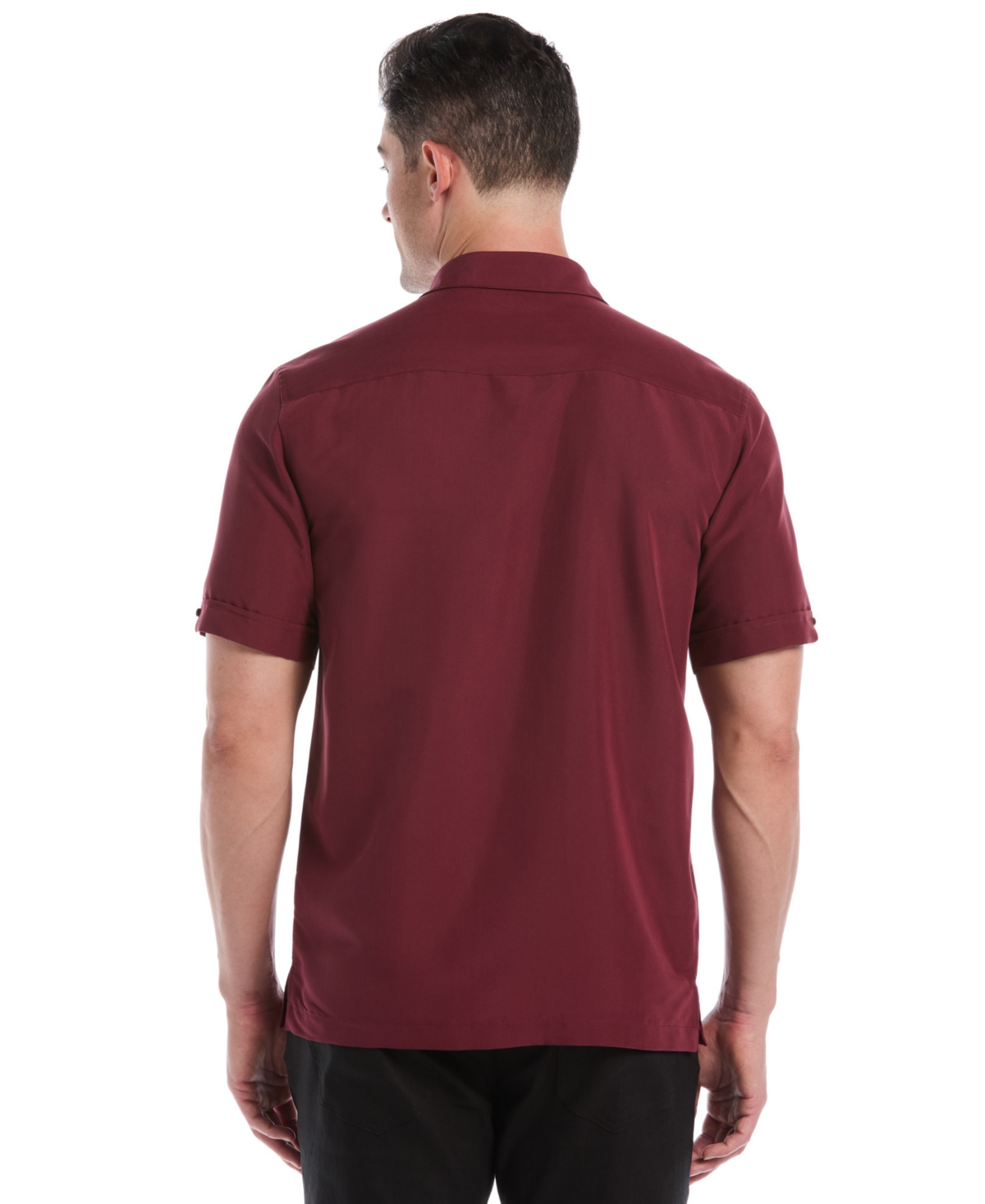 Cubavera Men's Tonal Argyle Embroidery Short Sleeves Shirt In Burgundy