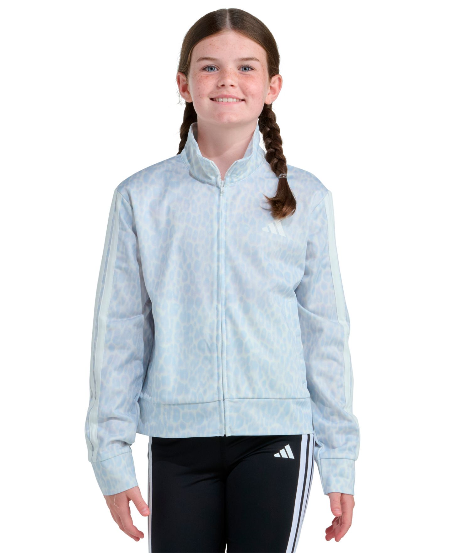 Куртка adidas Printed Long-Sleeve для девочек, цвет: Небесно-голубой — фото 1