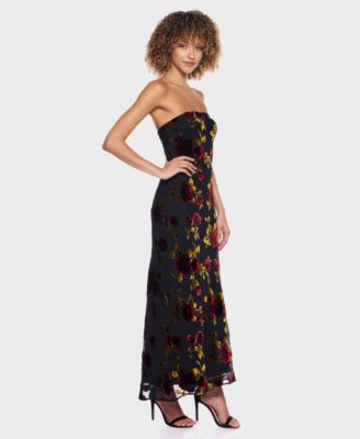 Junior's Flocked Strapless Dress