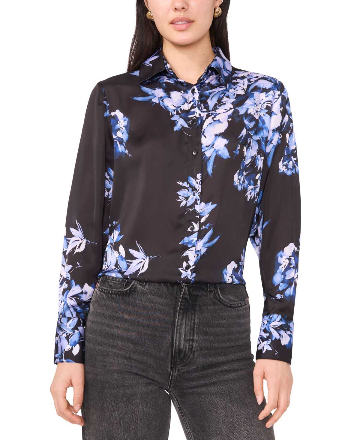 1.state Women's Printed Long Sleeve Top