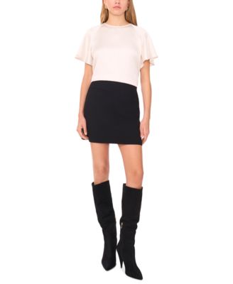 Women's Flutter Sleeve Crewneck Blouse