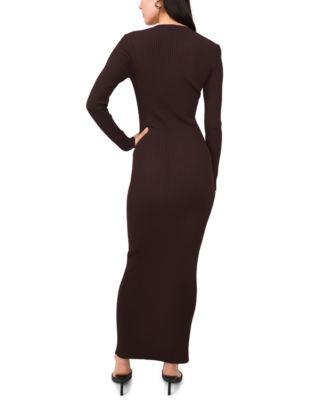 Women's Ribbed Long Sleeve Midi Cardigan Dress