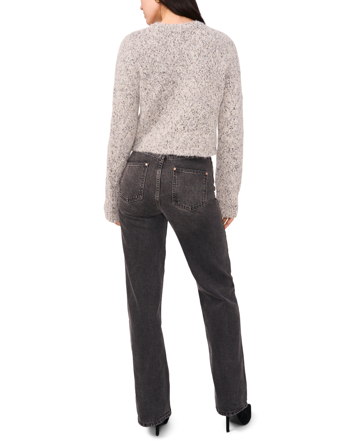 1.state Women's Textured Crewneck Cropped Sweater In Multi