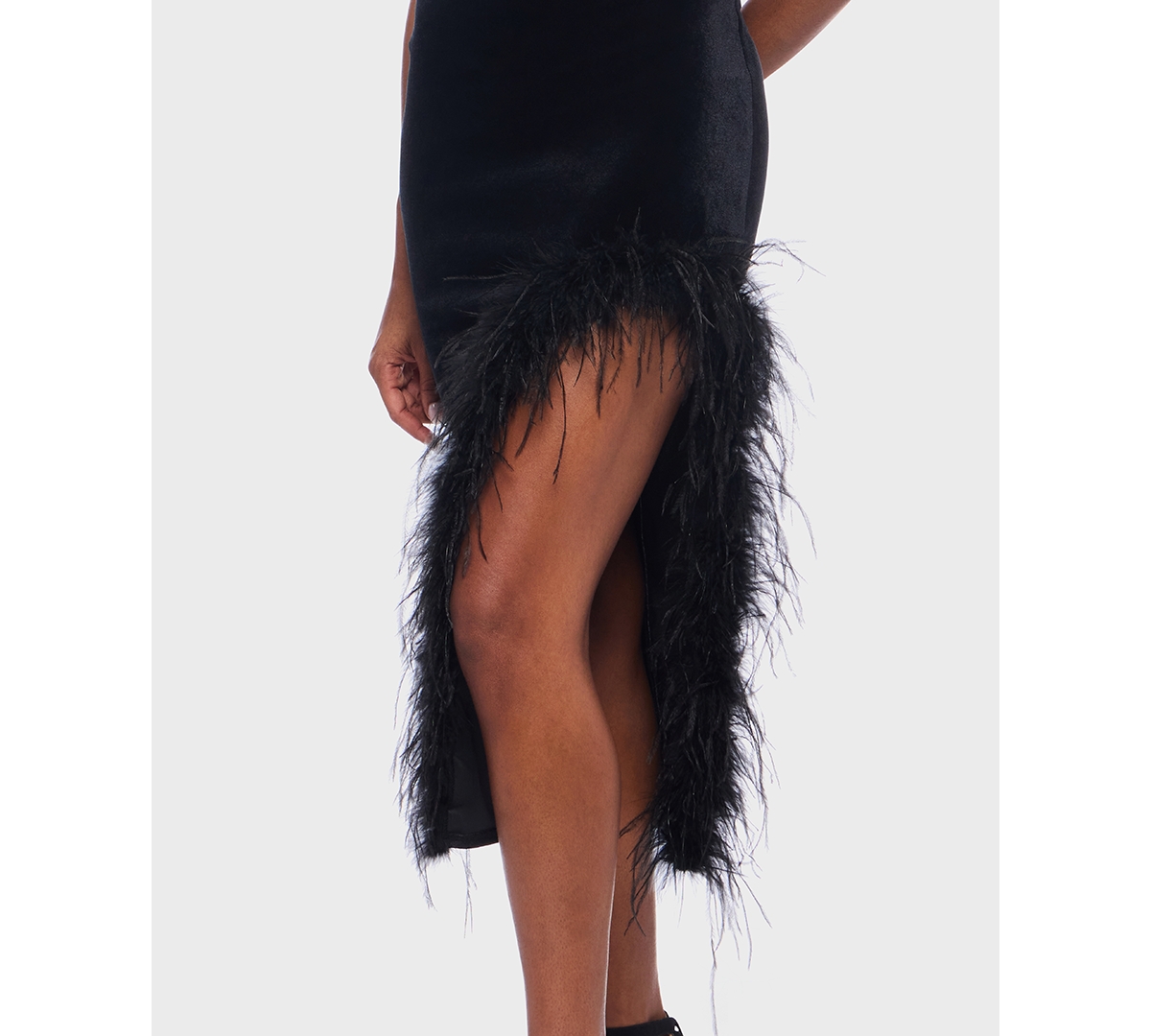Alex & Sophia Junior's Strapless Midi Feather Dress In Black