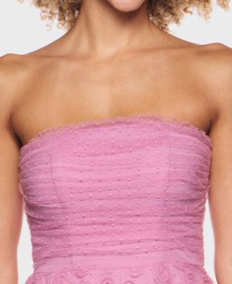 Junior's Pleated Bodice Strapless Party Dress
