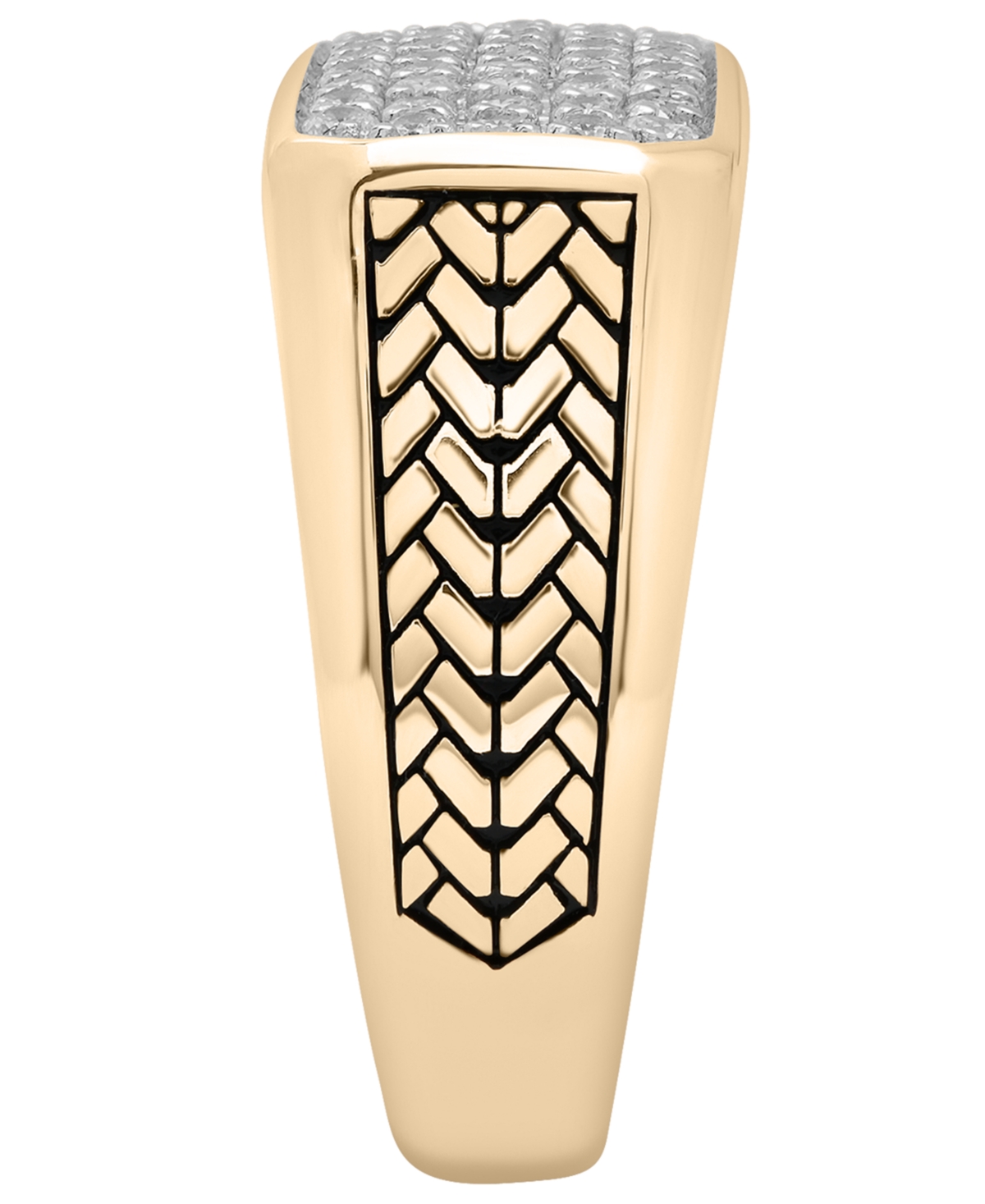 Macy's Men's Diamond Ring (1/4 Ct. T.w.) In 14k Gold Plated Over Sterling Silver In Yellow