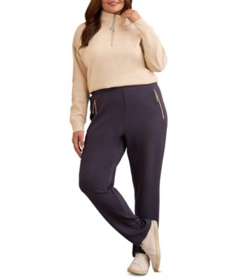 Plus Size Techno Lux Pull-On Ankle Pants