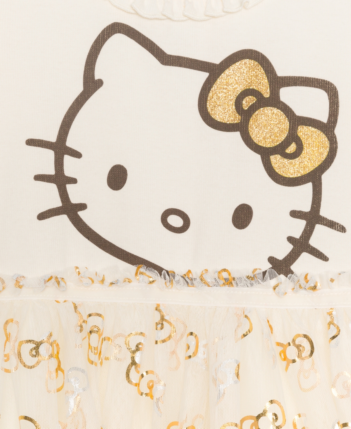 Hello Kitty Girls 2t-6x Long Sleeve Ruffle-trim Dress In White