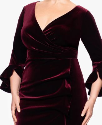 Plus Size Velvet V-Neck Dress