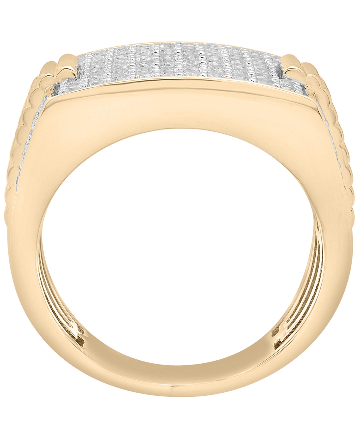 Macy's Men's Diamond (1 Ct. T.w.) Multi-row Ring In 10k Yellow Gold ...
