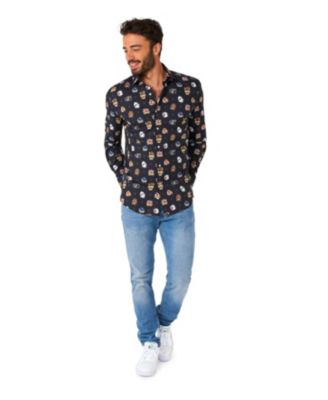 Men's Super Mario Bad Guys Shirt - Nintendo Outfit - Including 1 Button-Up Shirt - Black - Long sleeve