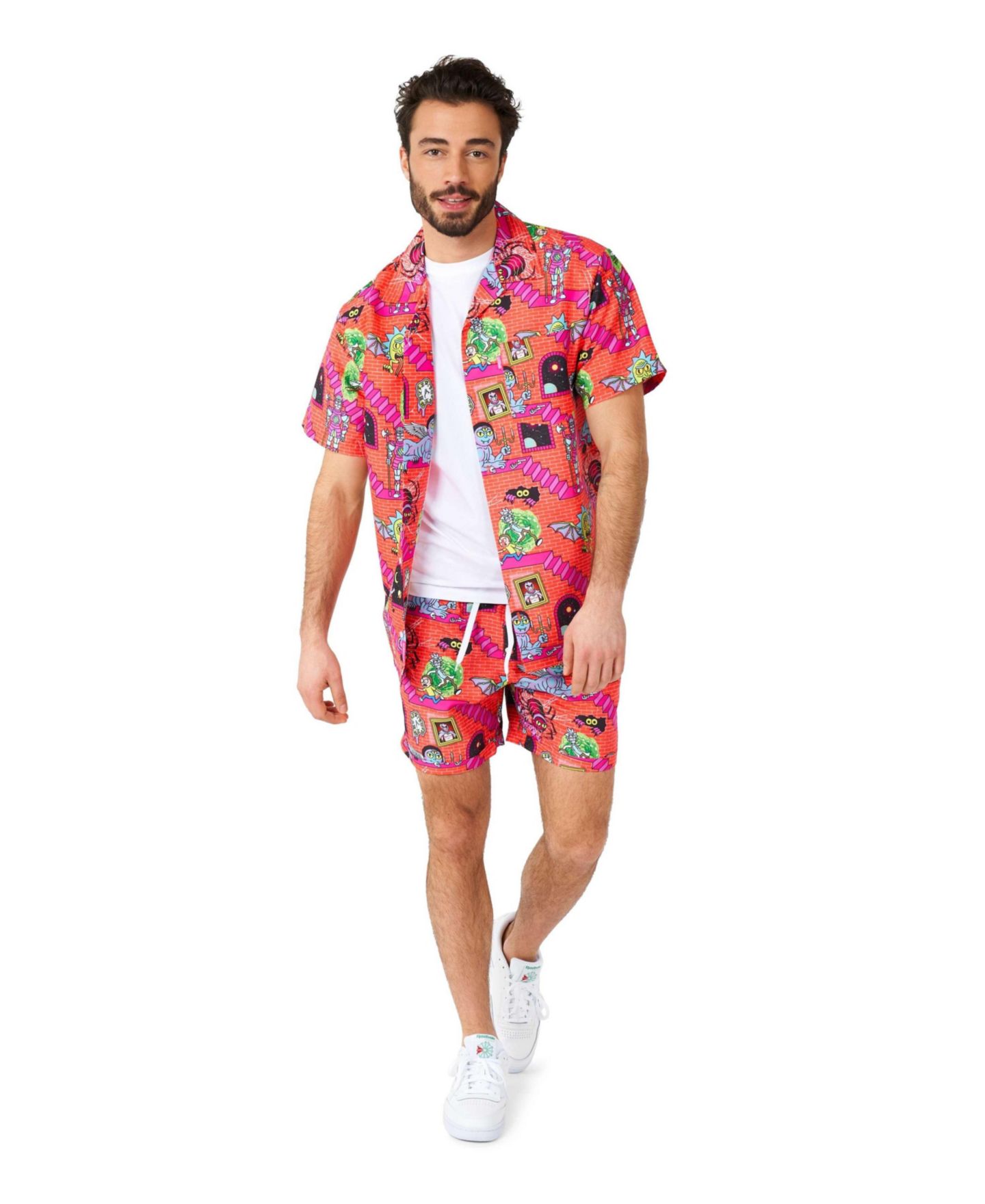 Мужской комплект OppoSuits Hawaiian 2 Piece Set - Rick & Morty Summer Beach Wear - Slim Fit - Includes Short Sleeve Shirt and Shorts, цвет: Open Miscellaneous 997 — фото 6