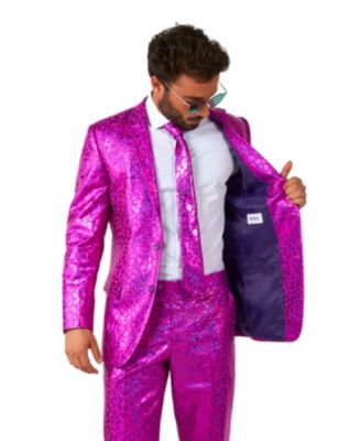 Men's Silver Suit - New Years And Christmas Party Costume - Metallic Shiny Silver - Includes Blazer, Pants and Tie