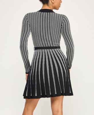 Juniors' Vertical Ottoman Stripe Short Sweater Dress