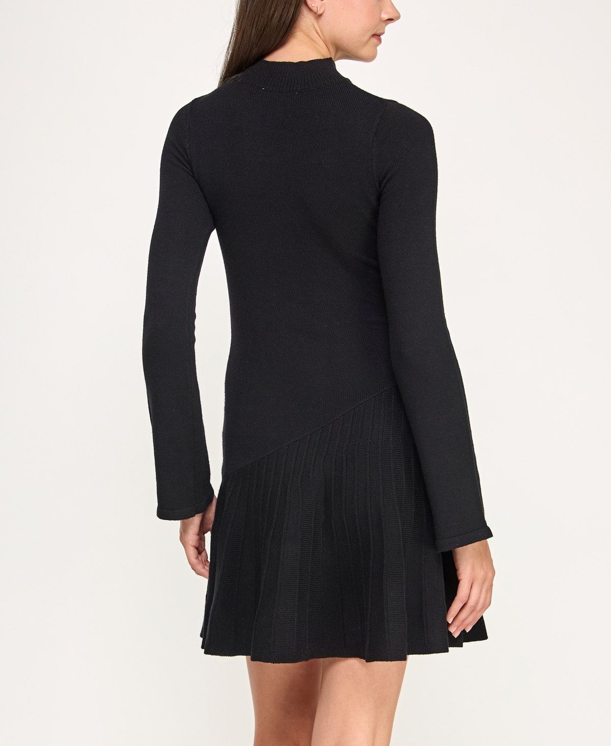 Invitee Juniors' Long Sleeve Asymmetric Skater Skirt Sweaterdress