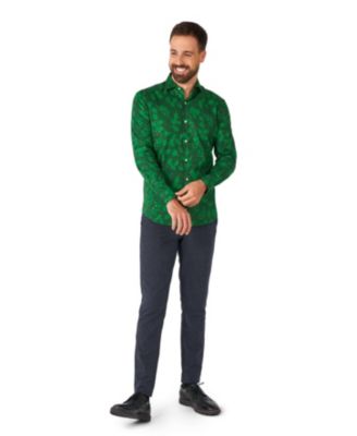 Men's Bright Berry Shirt - Perfect For Christmas - Xmas Parties - Including 1 Button-Up Shirt - Green - Long sleeve