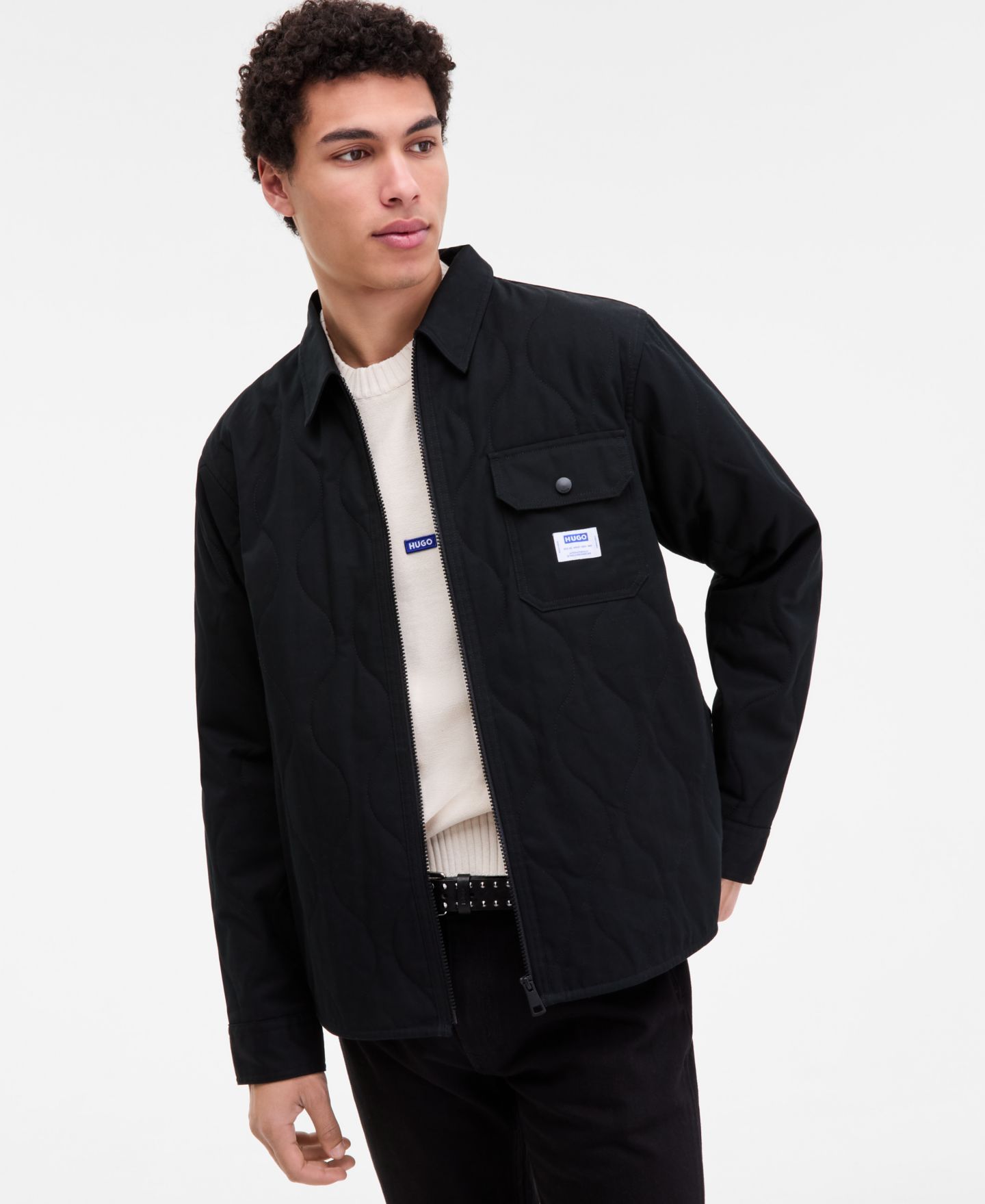 Мужской свитер Hugo Boss San Casey Logo Badge, цвет: Натуральный — фото 3