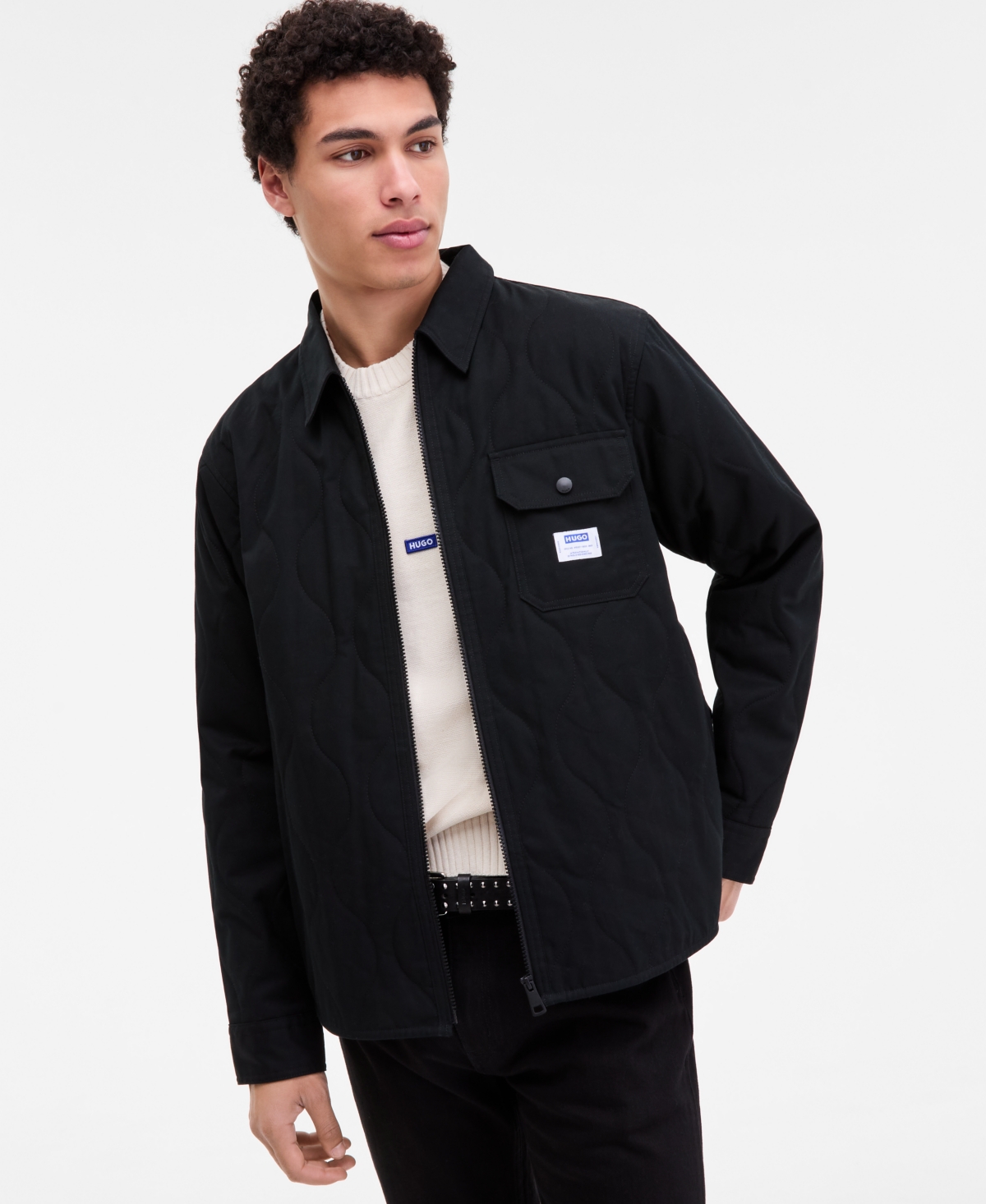 Hugo by Boss Men's San Casey Logo Badge Sweater