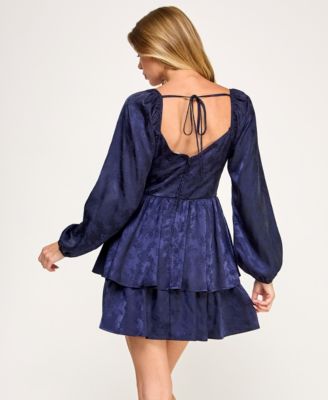 Juniors' Long Sleeve Double-Tiered Dress