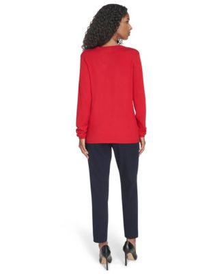 Women's V-Neck Cable Sweater