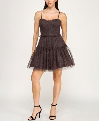 Juniors' Emma Sweetheart Neck Strappy Dress