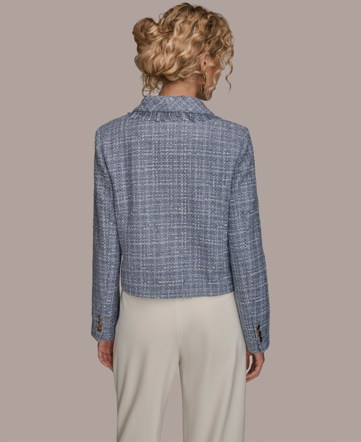 Donna Karan Women's Fringe Detail Wrap Jacket In Gray