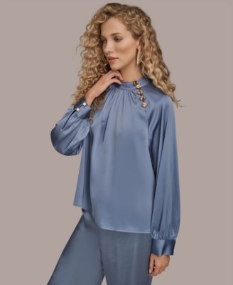 Women's Printed Long Sleeve Mock Neck Top