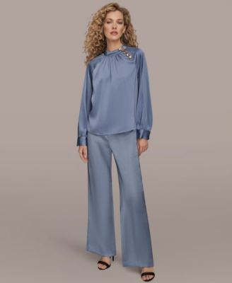 Women's Printed Long Sleeve Mock Neck Top