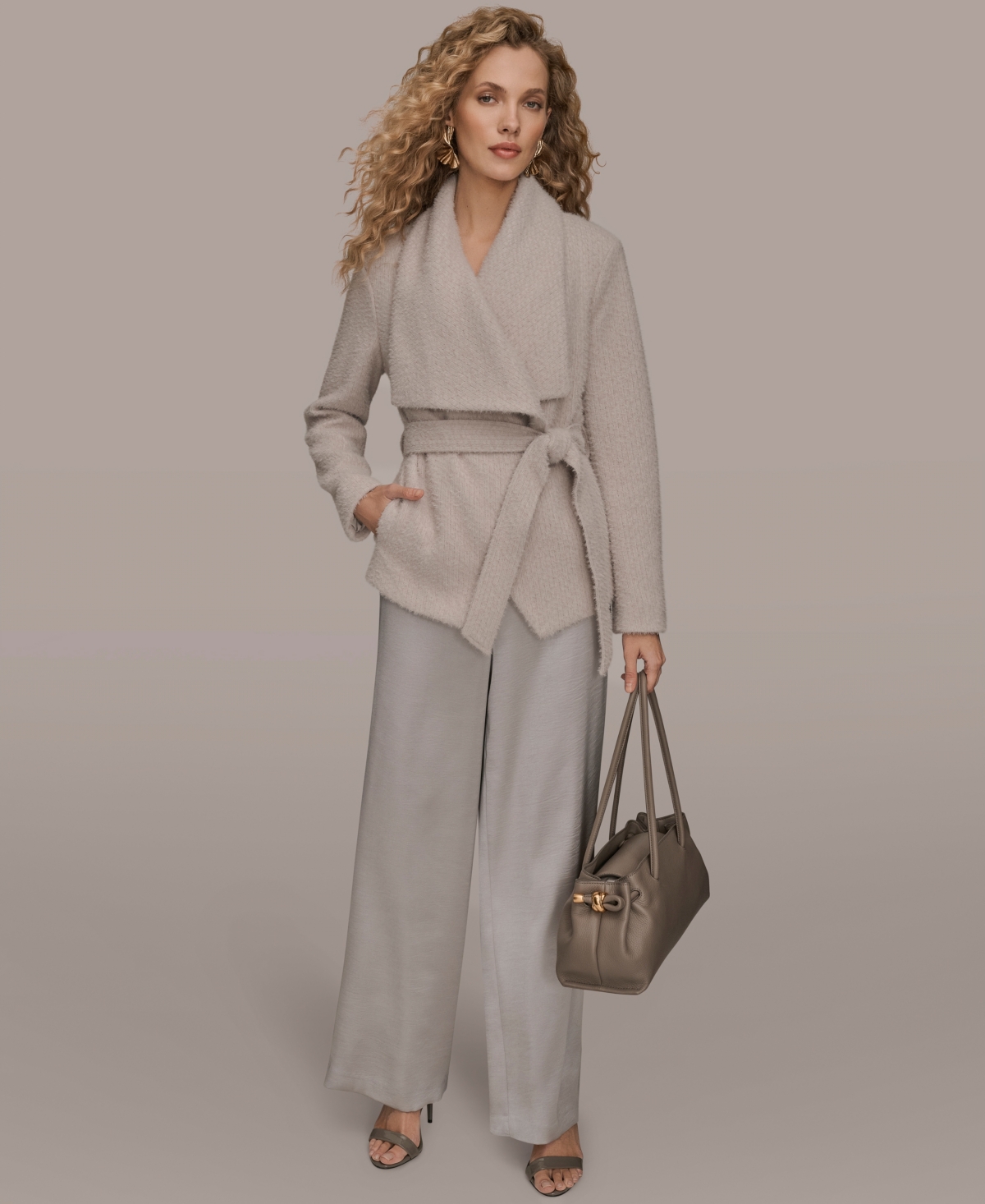 Donna Karan New York Women's Long Sleeve Wrap Coat