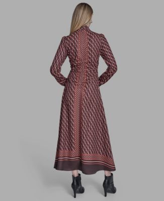 Women's Long Sleeve Mock Neck Midi Dress