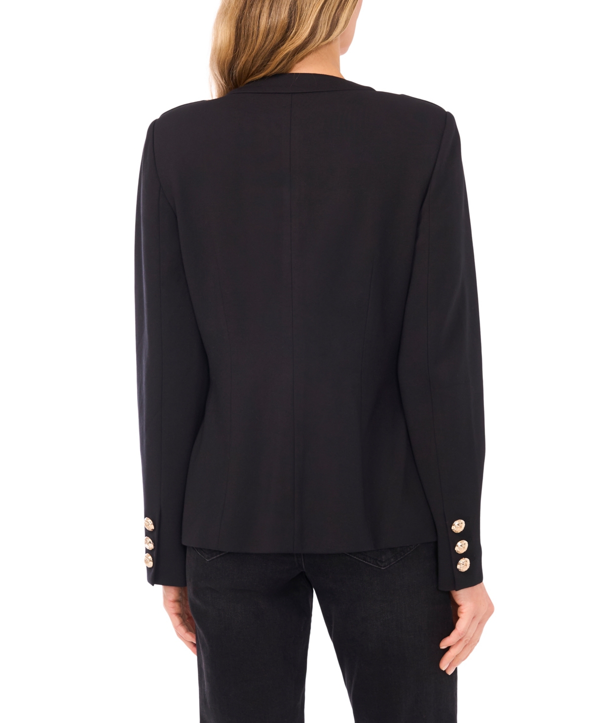 CeCe Women's Long Sleeve Knit Button Epaulets Blazer