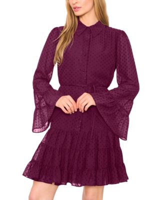 Women's Tiered Long Sleeve Shirtdress