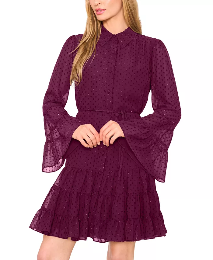 Women's Tiered Long Sleeve Shirtdress - thumbnail 2