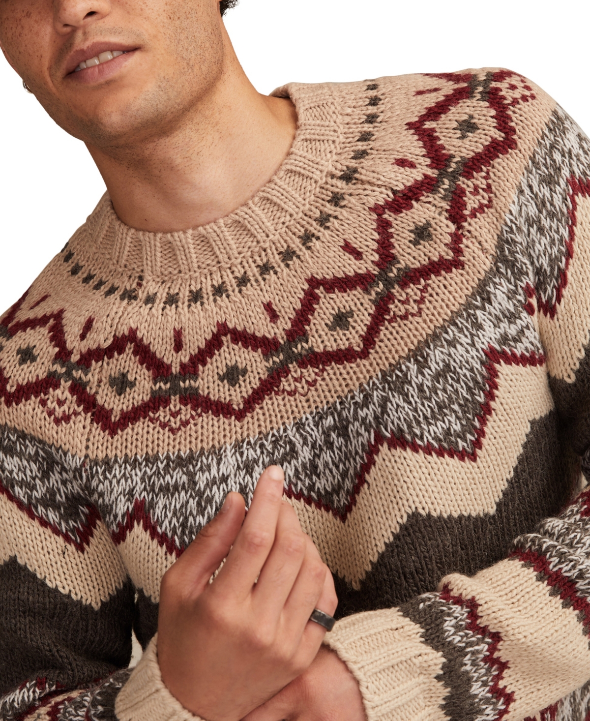 Lucky Brand Men's Fair Isle Crewneck Long-Sleeve Sweater