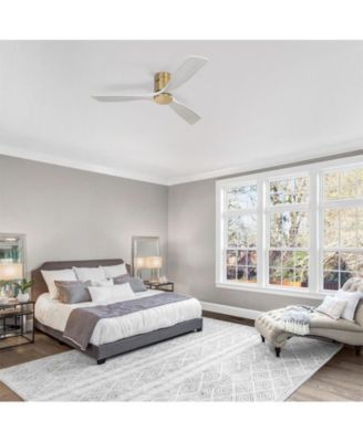 52-inch Modern Golden Sliver 3 Solid Wood Blade 6-speed Remote Control and Forward Reverse Rotation Function Ceiling Fan