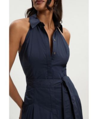 Women's Midi Shirt Dress With Dropped Waist