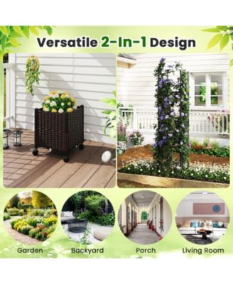 2 PCS 87'' Tall Raised Garden Bed w/ Plant Box Lockable Wheels Indoor Outdoor