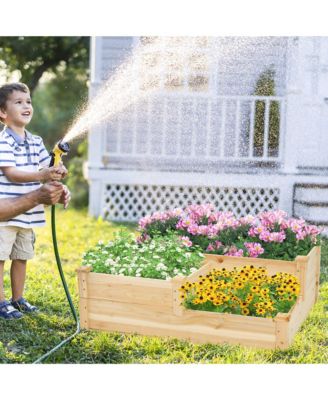 3-Tier Outdoor Raised Garden Bed Fir Wood Elevated Flower Box